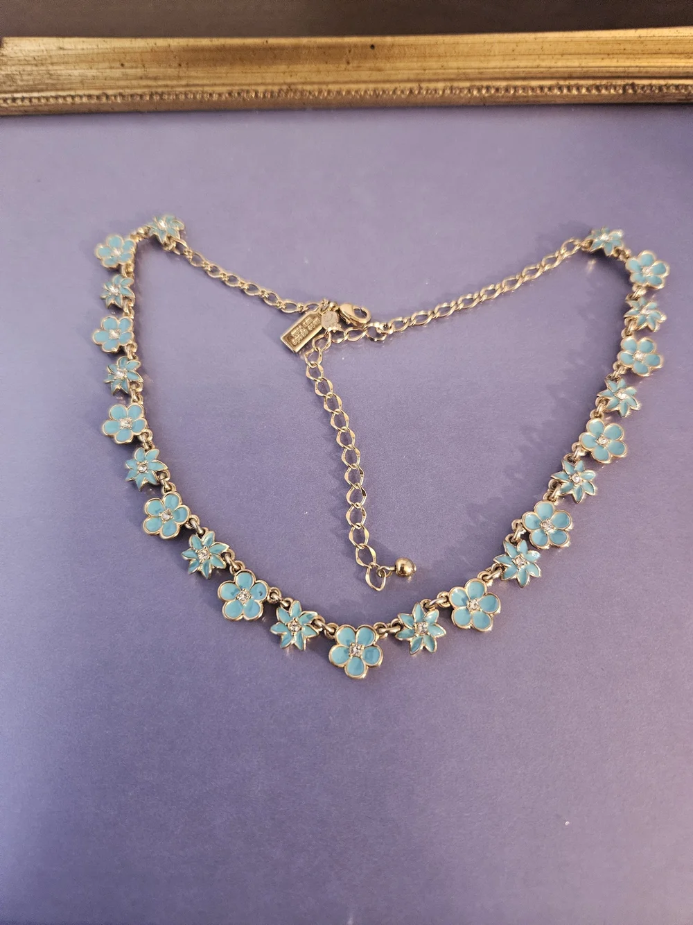 Kate Spade New York Gold-Tone Blue Enamel Flower Necklace - Ladies